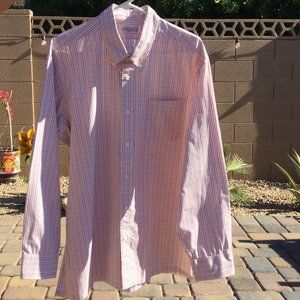 Custom Charvet France Dress Shirt Orange pattern 17.5 x 36